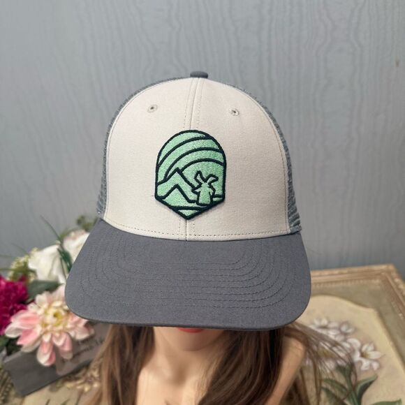 Dutch Bros Mesh Snap Back Trucker Cap Hat One Size Adjustable Gray Green - Picture 7 of 15